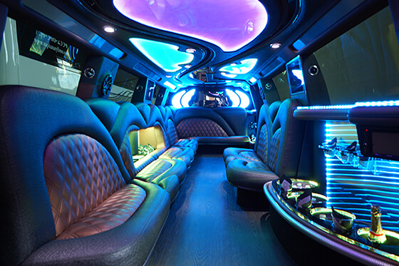 inside a fancy limo