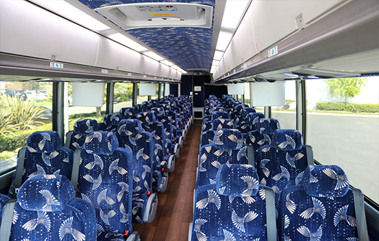 Charter bus overhead bins