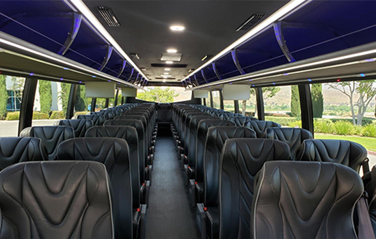 Reclining seats on charter bus