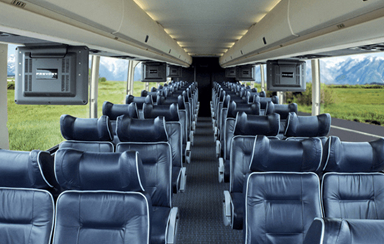 Flat-screens and DVD players on bus
